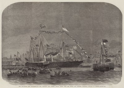 Het Vertrek uit Gravesend van het Koninklijk Jacht Victoria en Albert, met de Prins en Prinses Frederick William van Pruisen door Edwin Weedon